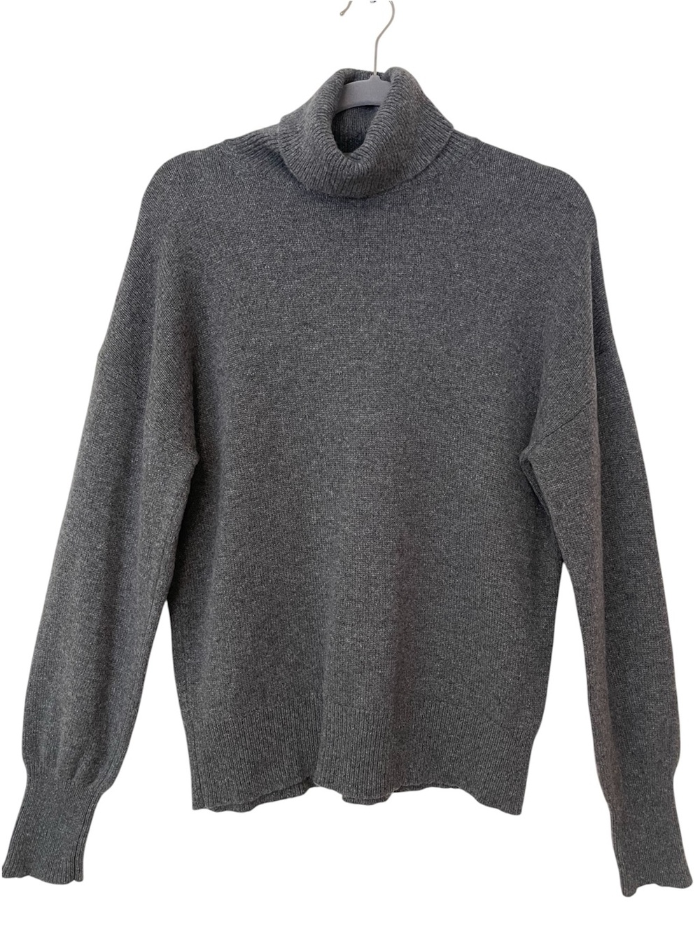 Theory Womens 100% Cashmere Sweater L Charcoal Grey Turtleneck Relaxed Luxury